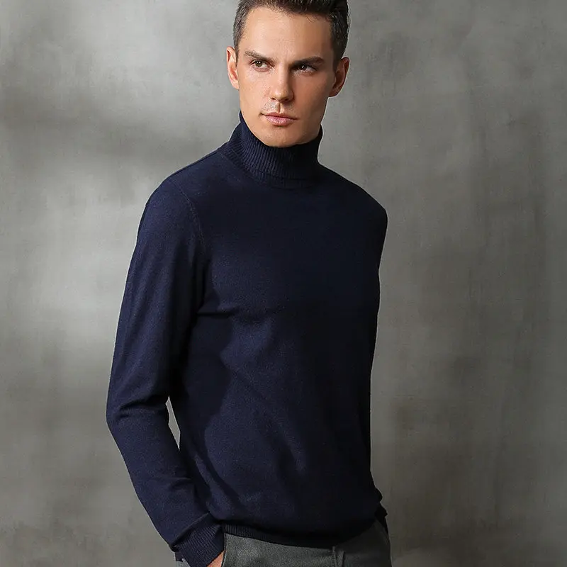 Zocept Однотонная одежда Kintted водолазка Для мужчин свитера высокий воротник мужской вязаный смесовой свитер Пуловеры Для мужчин Свитеры с
