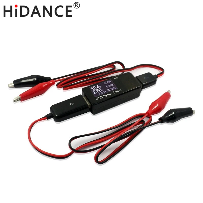 USB тестер для автомобиля измеритель напряжения и емкости с зажимами типа