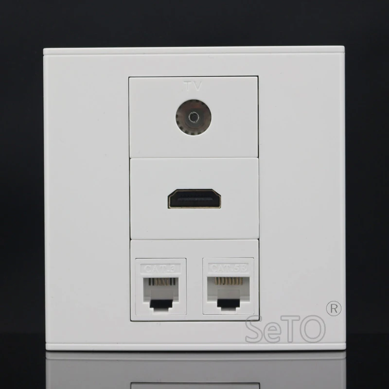 SeTo 86 Тип HDMI + TV Cat3 телефон Cat5e сетевая настенная пластина розетка Keystone лицевая
