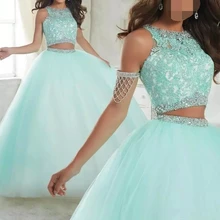 Кружевное бальное платье из двух частей, бальные платья, vestidos de 15 anos, длина до пола, длинные кружевные платья с аппликацией, милые 16 платья для выпускного вечера