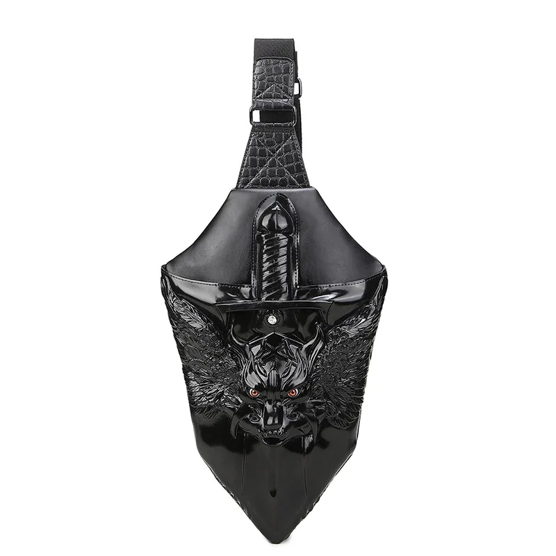 

New 3D War Wolf Chest Bag Sports and Leisure Korean Travel Premium PU Leather Shoulder Bag Men's Personality Crossbody Bag