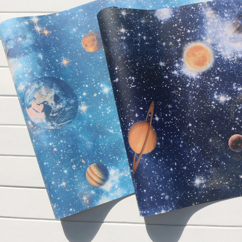 Us 30 0 36 Off Mural Wallpapers Home Decor Oueter Space Wall Paper For Kids Bedroom Planet Children Night Star Room Wallpapers Blue Behang In