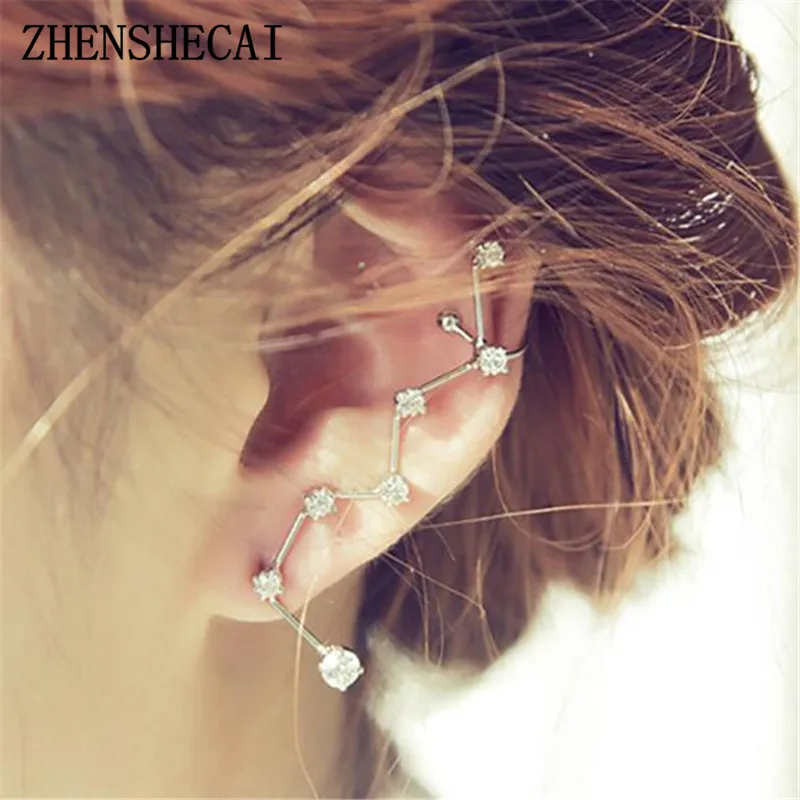 

1 unit Fashion Silver Gold Crystal Ear Cuff Piercing Clip On Earrings Charm Jewelry bijoux Boucle D'oreille Clip for women e0497