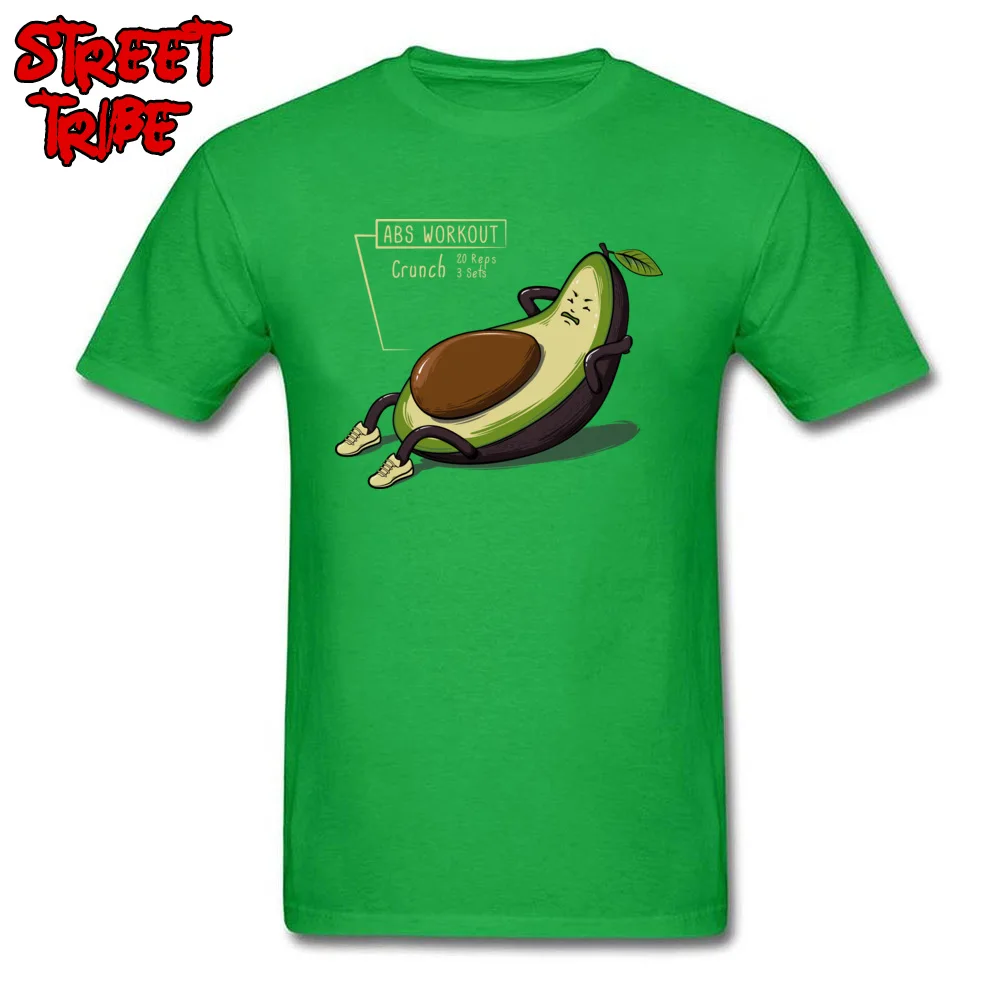 Casual Avocado Abs Workout Tshirts for Men 2018 Fashion Summer Fall Round Neck 100% Cotton Short Sleeve Tshirts Clothing Shirt Avocado Abs Workout green