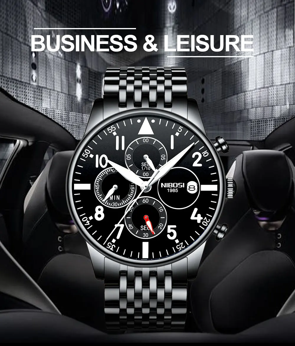 Rologios Masculinos NIBOSI Mens Watches Top Luxury Brand Mens Steel Bracelet Quartz Watch Analog Wristwatch Waterproof Saat (1)