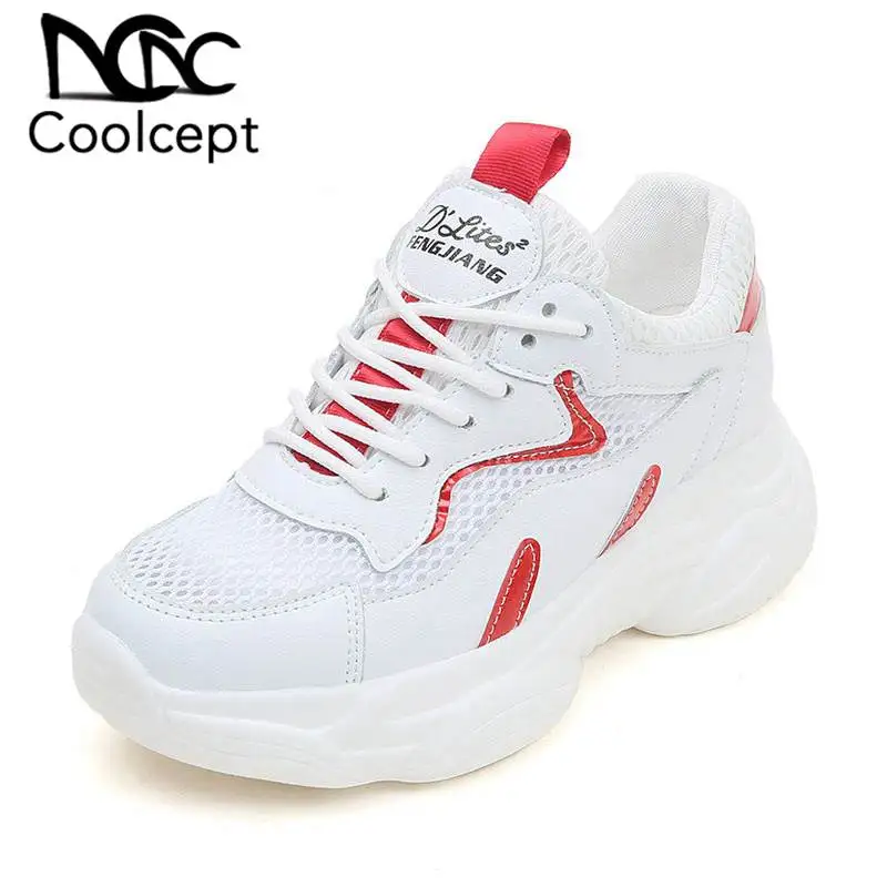 

Coolcept Young Teen Fashion White Shoes Sneakers Vulcanized Shoes Women 2019 Daily Walking Club Thick Bottom Shoes Size 35-40