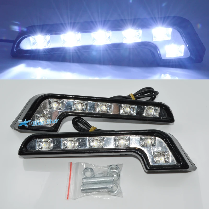 

New 2PCS 6 LED L Type 6W 12V Daytime Running Light DRL Car Driving Front Fog Lamp White Bulb car lights