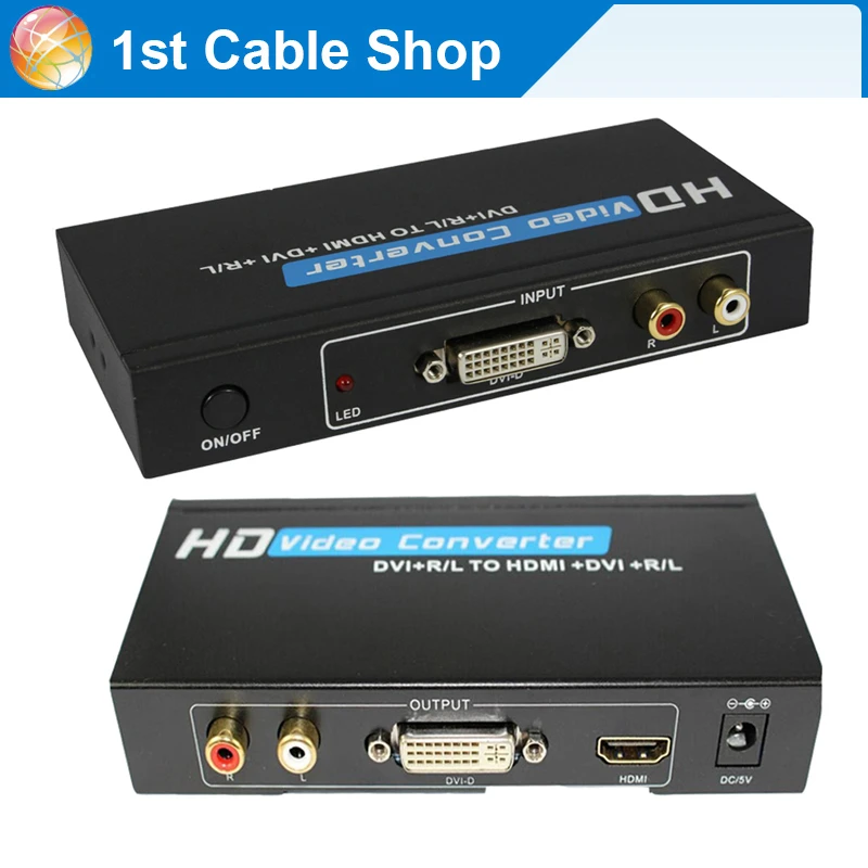 Active powered DVI a HDTV audio y vídeo convertidor + L/R estéreo AUDIO a HDMI + DVI l/R estéreo de audio|adapter addadapter power converter - AliExpress