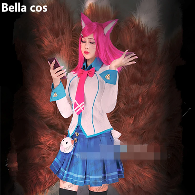 Размер на заказ Костюм для косплея LOL Star Guardian Academy Ahri Школьная форма Топ Юбка