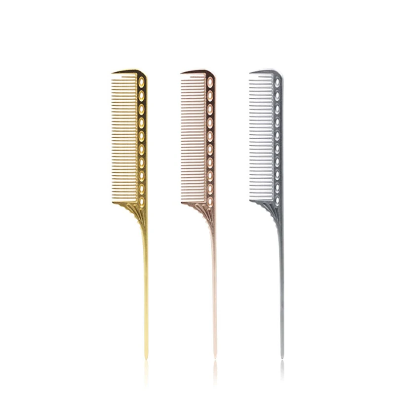 

1Pcs Professional Comb Aluminium Pin Tail Combs Tangle Anti-Static Hairbrush Hairdressing Tools 3 Color Salon Comb