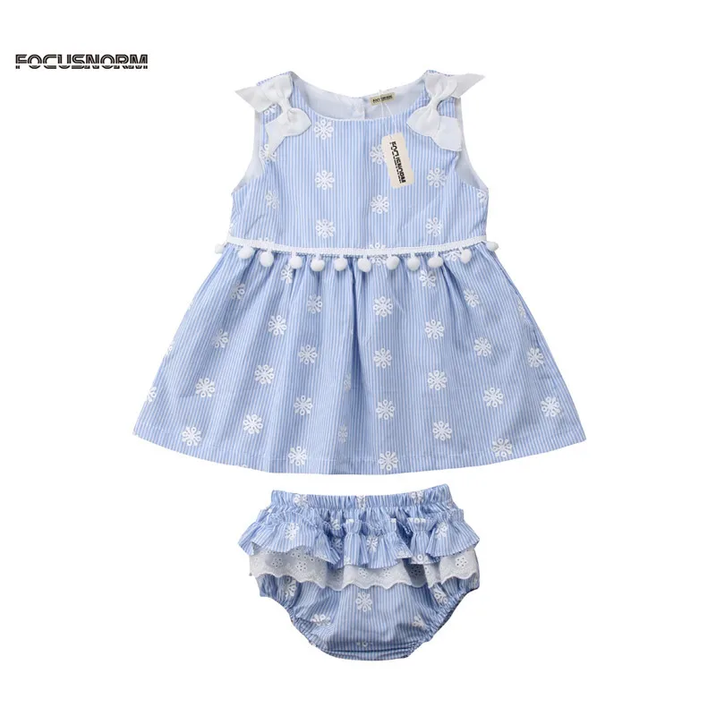 2018 Summer baby girl clothing set Sleeveless Dress Tops+Short Bloomers