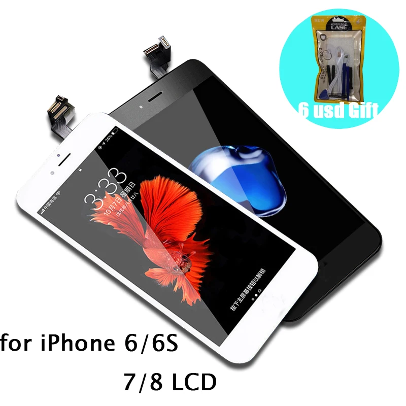 

[15 Day Money Back] for iPhone 6 6S Display Screen for iPhone 7 8 Replacement Touch Pantalla 3D without Home Bottom + Free Gift