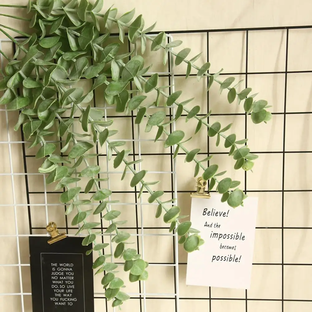 

2Pcs Artificial Plant Fake Eucalyptus Green Leaf Fake Foliage Flowers Rattan string Home Garden Wedding Party Decoration