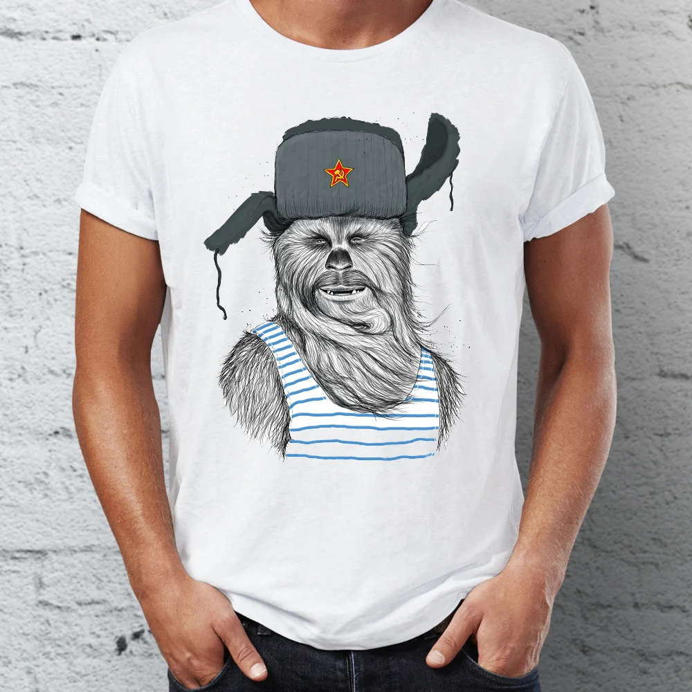 

Men's T Shirt Russian Comrade Chewbacca Chewie Star Wars XXXL T-shirt Men Tops & Tees Cool White T Shirts Short Sleeve New