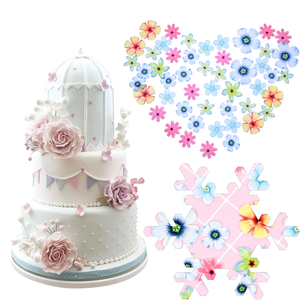 Veroveraar tempo component 50 Stks/pak Nieuwe Eetbare Bloemen Cupcake Topper Kleefrijst Papier Water Taart  Decoratie Bakvormen Wedding Party| | - AliExpress