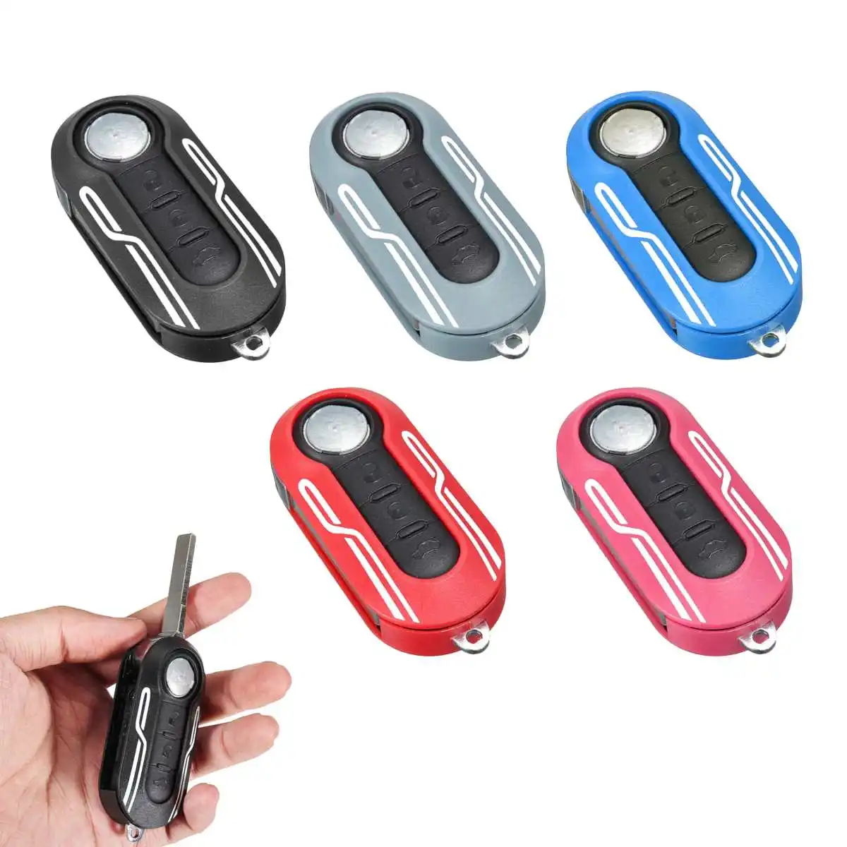

Key Remote Cover 3 Buttons Flip Remote Key COMBO Case Shell Cover For FIAT 500 Panda Punto Bravo Car Alarm Keyless Entry Fob Bla