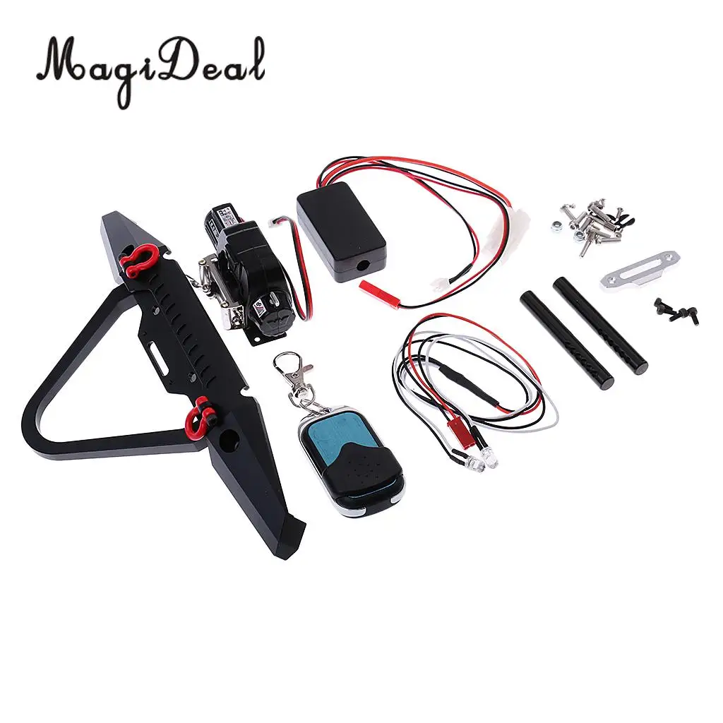 

MagiDeal Top Quality 1:10 RC Crawler Front Bumper Winch Controller Kit for Axial SCX10 90046 90047 Traxxas TRX-4 RC Climbing Car