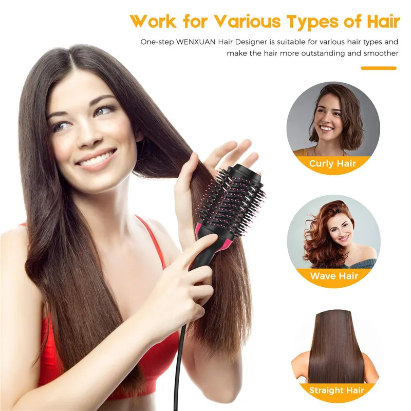 Secador de Cabelo Escova em Negativo um Passo Secador de Cabelo & Ventilador Volumizer Antiestático Modelador de Cabelo Alisador de Cabelo Escova 8 Secador de cabelo escova 3 em 1