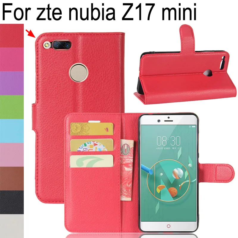 

For zte nubia Z17 mini Euro 2016 Fingerprint Hole Case Coque Fundas Wallet Flip Cover PU Leather Case for Z17 mini phone Cover