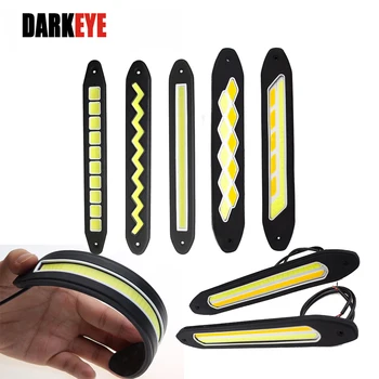 

1Pairs Car LED Daytime Running(white) Turn Signal Light(Yellow) Bendable DRL Driving Lamp Waterproof COB Lights Strip DJ
