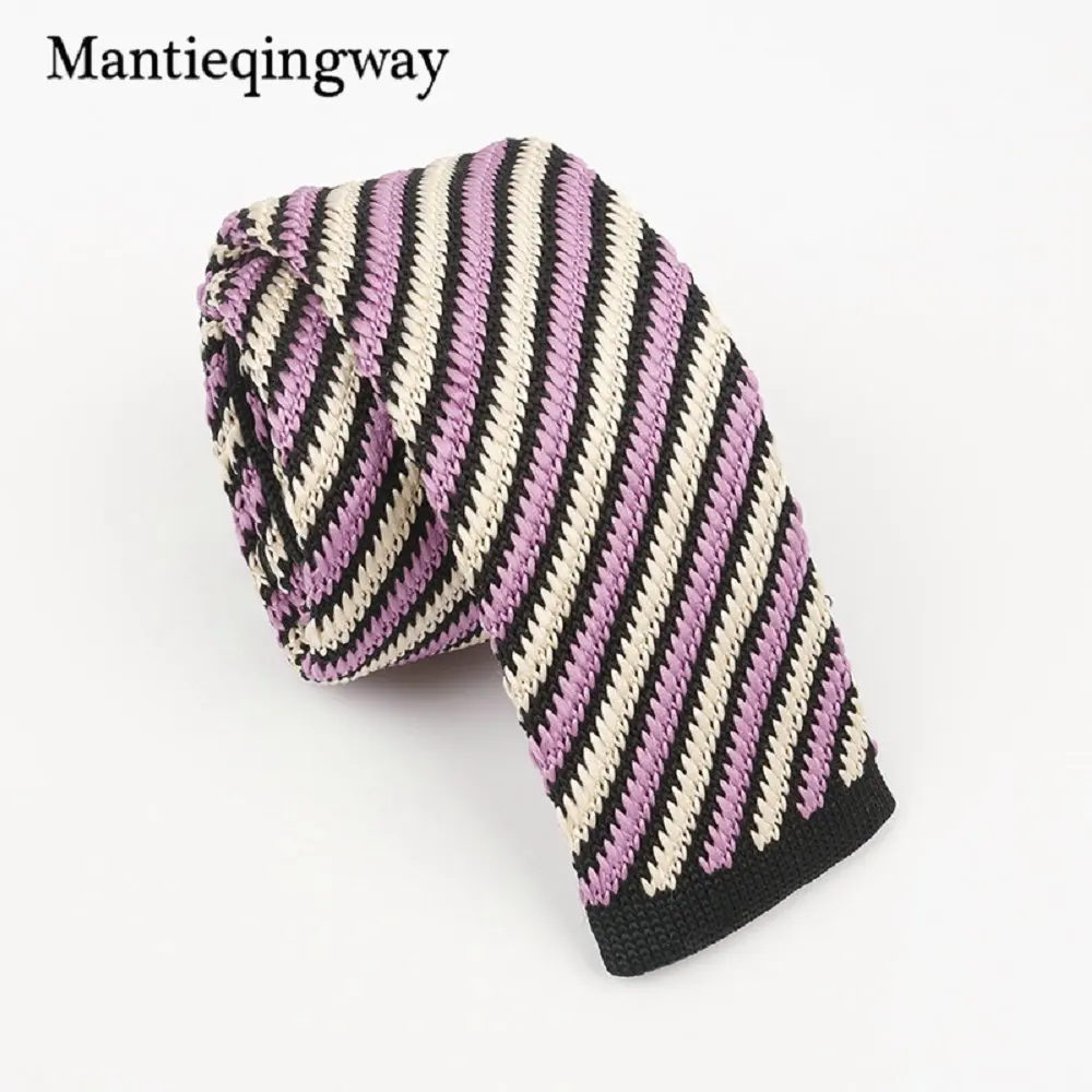 Mantieqingway, 5 см, облегающие Вязаные Галстуки для мужчин, узкий Вязаный Галстук, мужской галстук в полоску для свадьбы, корбаты, воротник, галстук - Цвет: 286