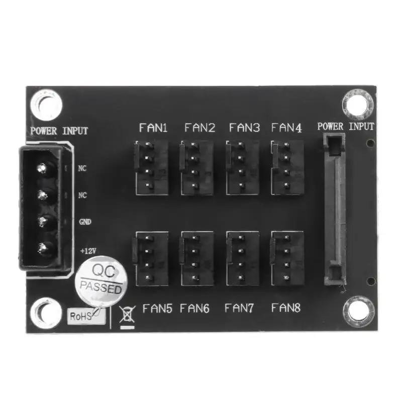 

4Pin or SATA 15-Pin to 8 Multi Way 4-Pin PC Chassis Cooler Cooling Fan Splitter Hub Computer Power Socket Adapter Connector