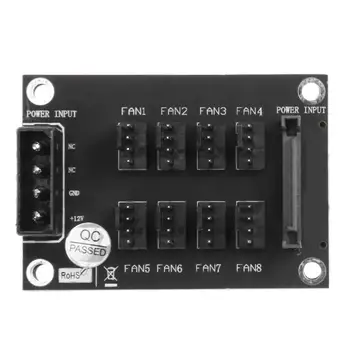 

4Pin or SATA 15-Pin to 8 Multi Way 4-Pin PC Chassis Cooler Cooling Fan Splitter Hub Computer Power Socket Adapter Connector