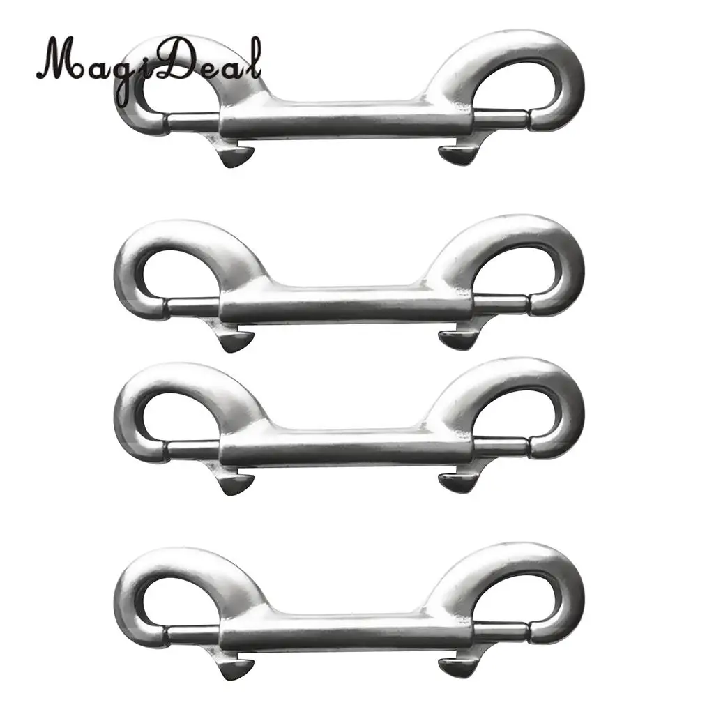 MagiDeal  Newest  4 Pieces 10cm Scuba Diving Dual End Bolt Clip 316 Stainless Steel Double Ended Snap Bolt Clip 