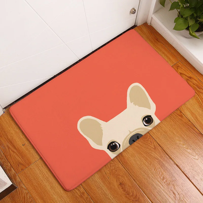 Wholesale Pug Bathroom Mat French Bulldog Home Chihuahua Rug Decor Home Floor Dog Lovers Gifts 40X60 cm Coral Fleece Comfortable