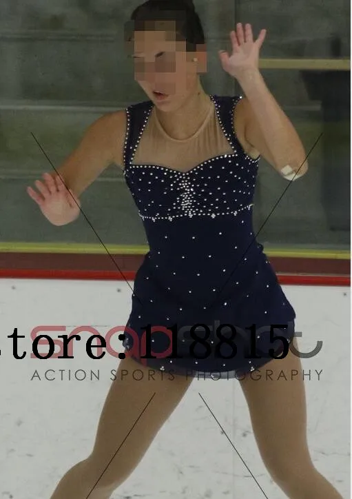 

Ice Skating Dress Kids Girls Competition Figure Skating Dresses Custom Ice Figure Skating Dress Blue Children 2017 New G10