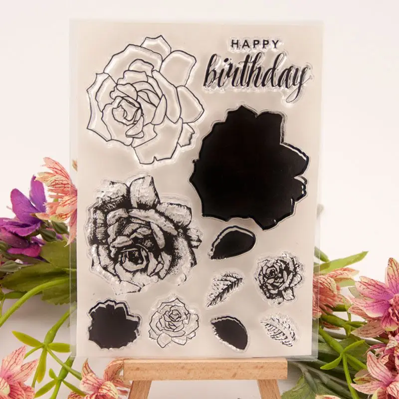 

Flower Happy Birthday Silicone Clear Seal Stamp DIY Scrapbooking Embossing Photo Album Decorative Paper Card Craft Art Handmade