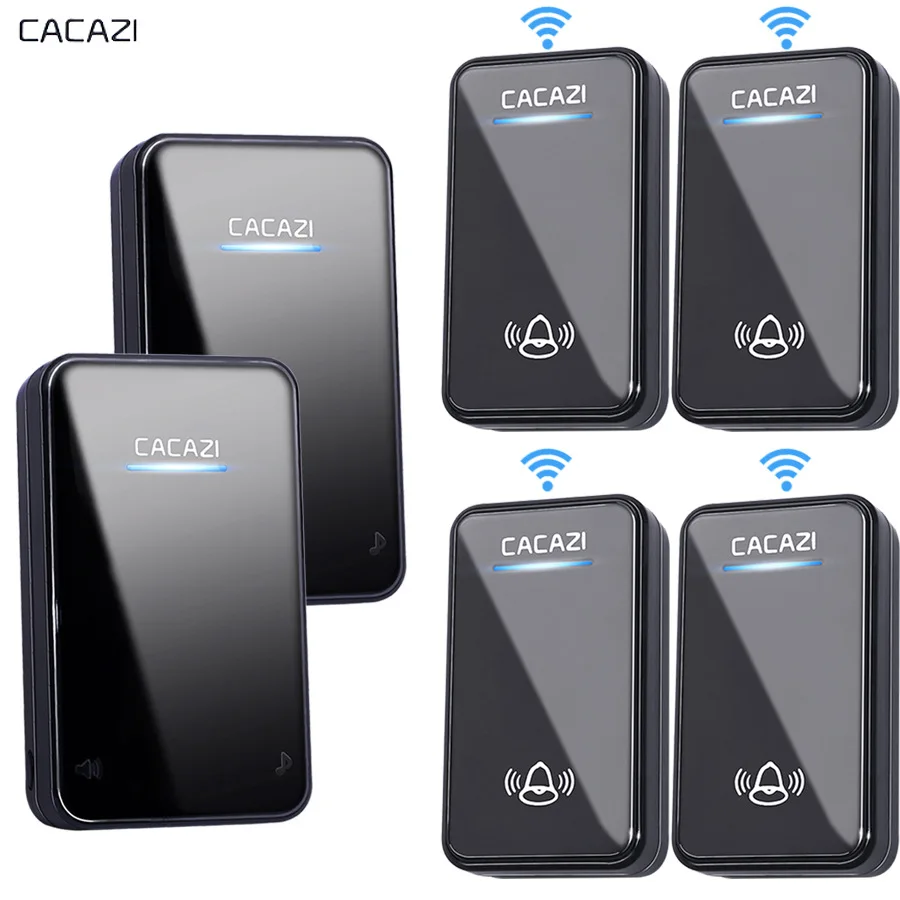 

CACAZI Wireless Doorbell Waterproof 300M Remote EU AU UK US Plug home 110V 220V 240V Door Bell Chime 4 button 1 2 3 receiver