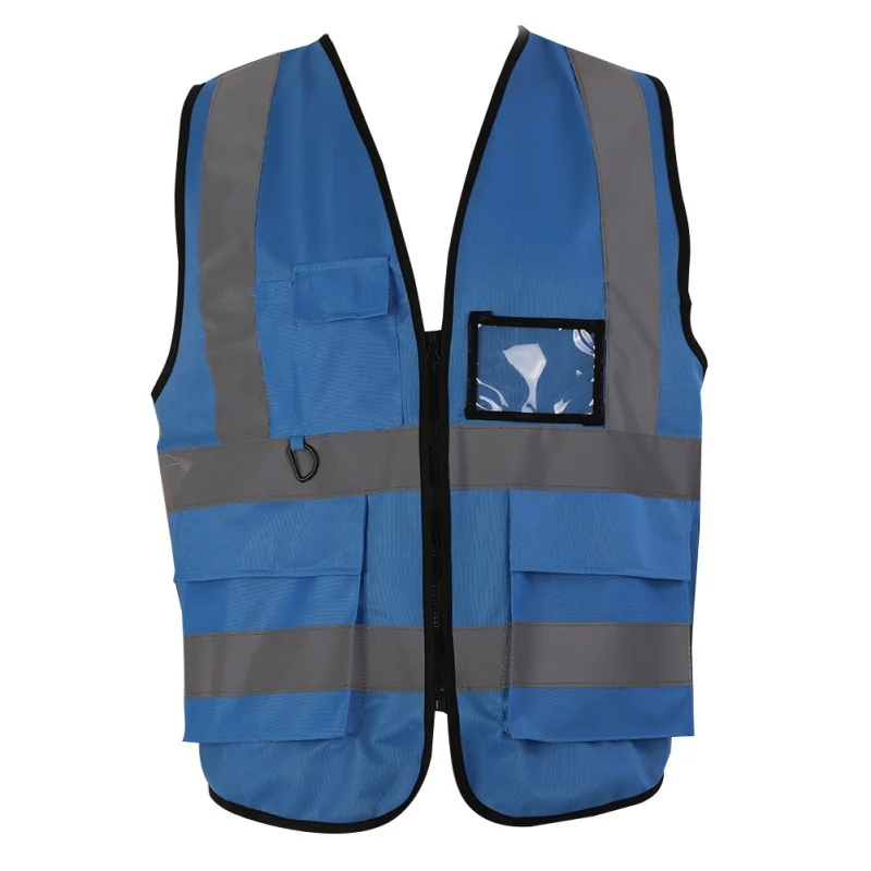 

Hot 5 Pouch High Visibility Reflective Safety Vest Zipper Security Jacket Cycling Motorcycle Waistcoat Working Uniforms 2018