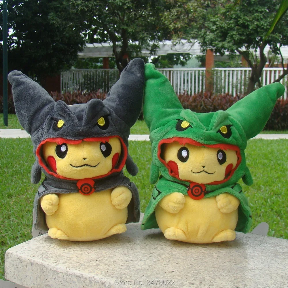 Аниме Пикачу с Rayquaza костюм плюшевая игрушка черный блестящий рыаказа Косплей