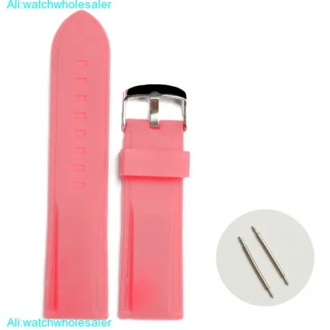 22mm Hot Lovely Pink Silicone Jelly Rubber Ladies Watch Band Straps WB1054O22JB