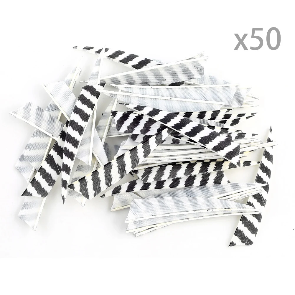 

50Pcs Black White Stripe Handmade 4" Shield Turkey Feather Arrow Fletching Archery Hunting DIY