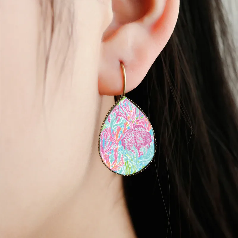 

SUTEYI Unique Colors Line Wave Design Water Drop Classic Women Earrings Fashion Hyperbole Graffiti Style Tear Drop Earrings
