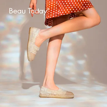 

BeauToday Loafers Women Summer Fisherman shoes Calfskin Leather Patchwork Slip-On Casual Ladies Flat Shoes 24050