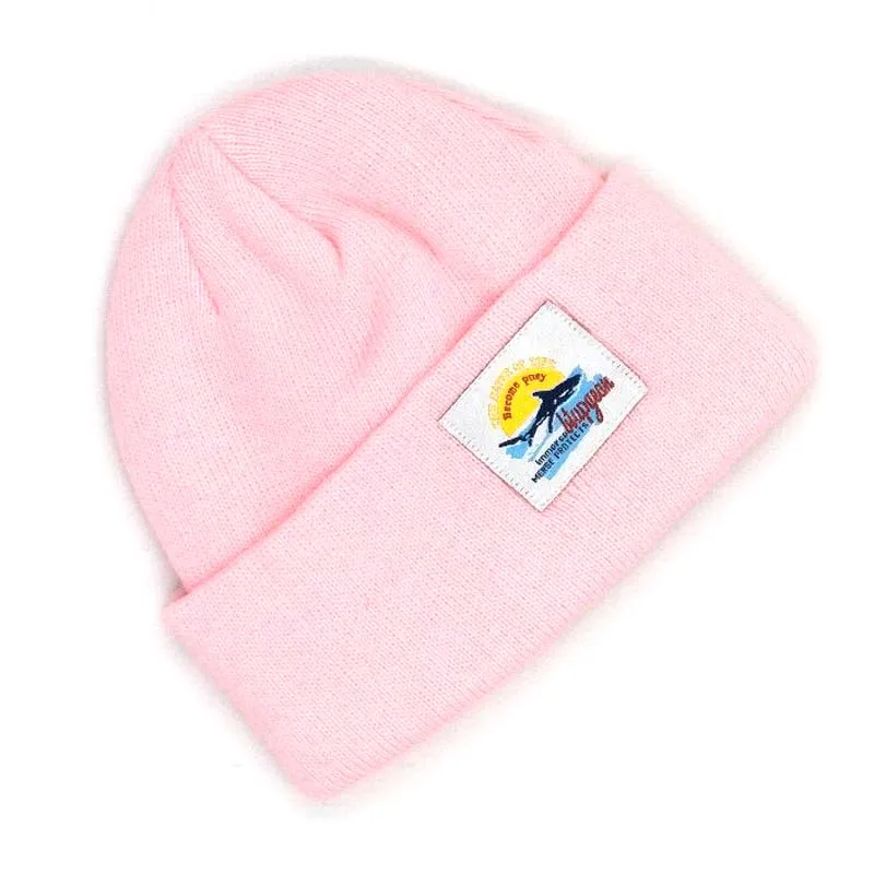 Корейский рисунок из мультфильма «Акула», детские вязаные шапки, осенне-зимние Брендовые женские шапочки с помпоном, шерстяная шапка для мальчиков и девочек - Цвет: Розовый