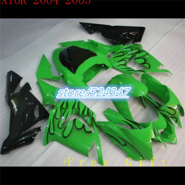 

Market hot sales manufacturers KAWASAKI NINJA ZX10R 04-05 04 05 2004, 2005 smooth peak green motorcycle fairing black flames-Hey