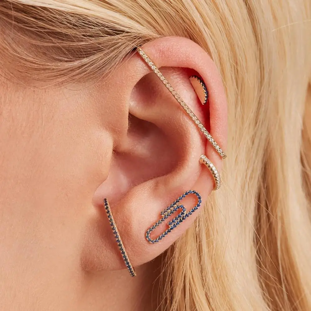 Ear Clip Earrings Clip Earrings Ear Clip Ear Accessories 1 piece Ear Cuff No Piercing White Rainbow cz Rectangle Cuff