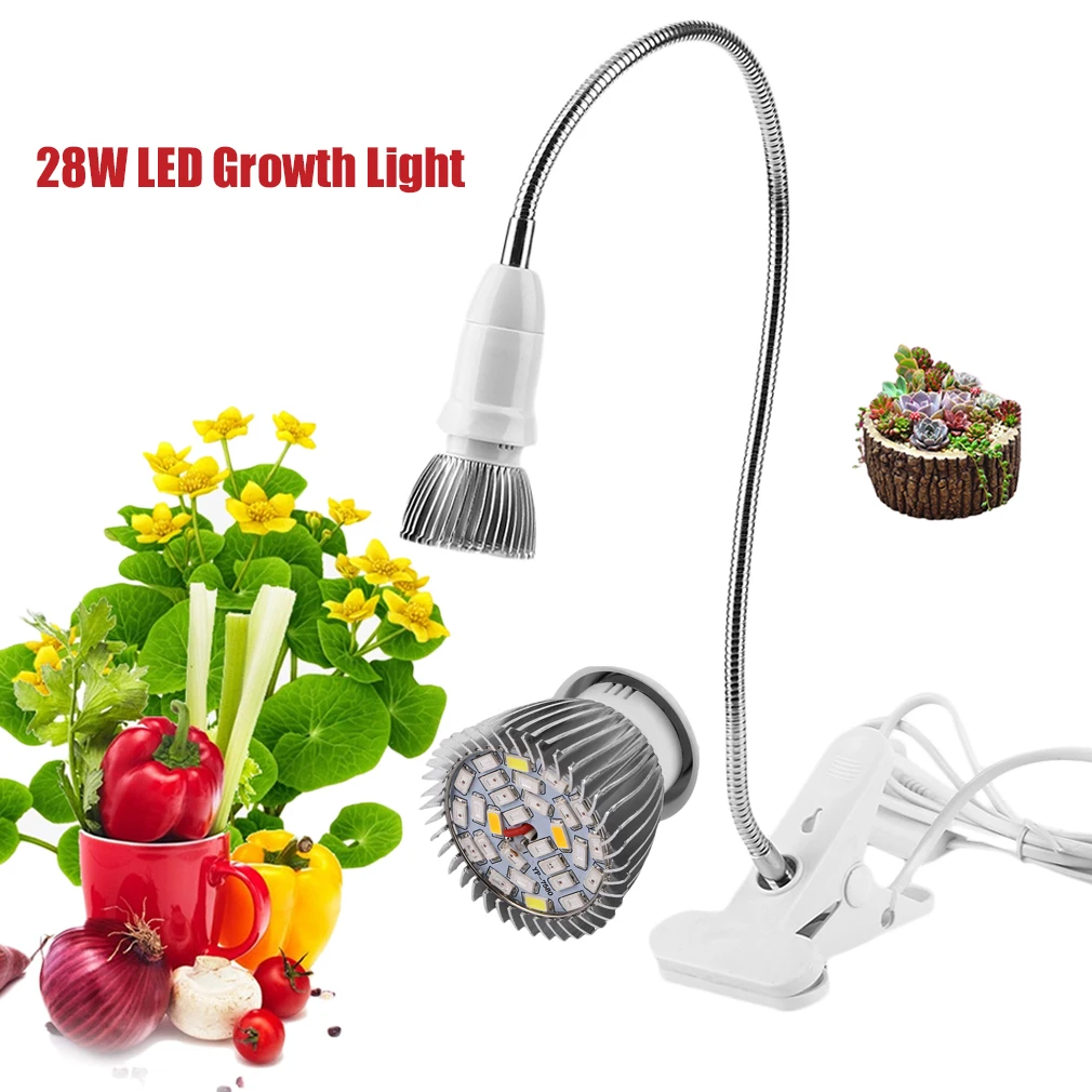ICOCO 28 LED 28W Flexible Plant Growth Lamp with Clips White 360