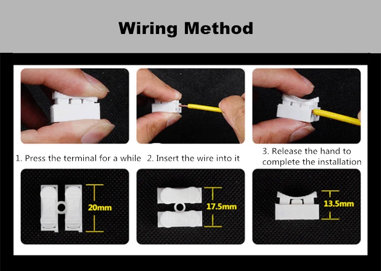 20 шт. нажимной тип быстрого подключения терминала два провода разъем огнестойкий пластик+ легированная сталь Материал концевой клеммы