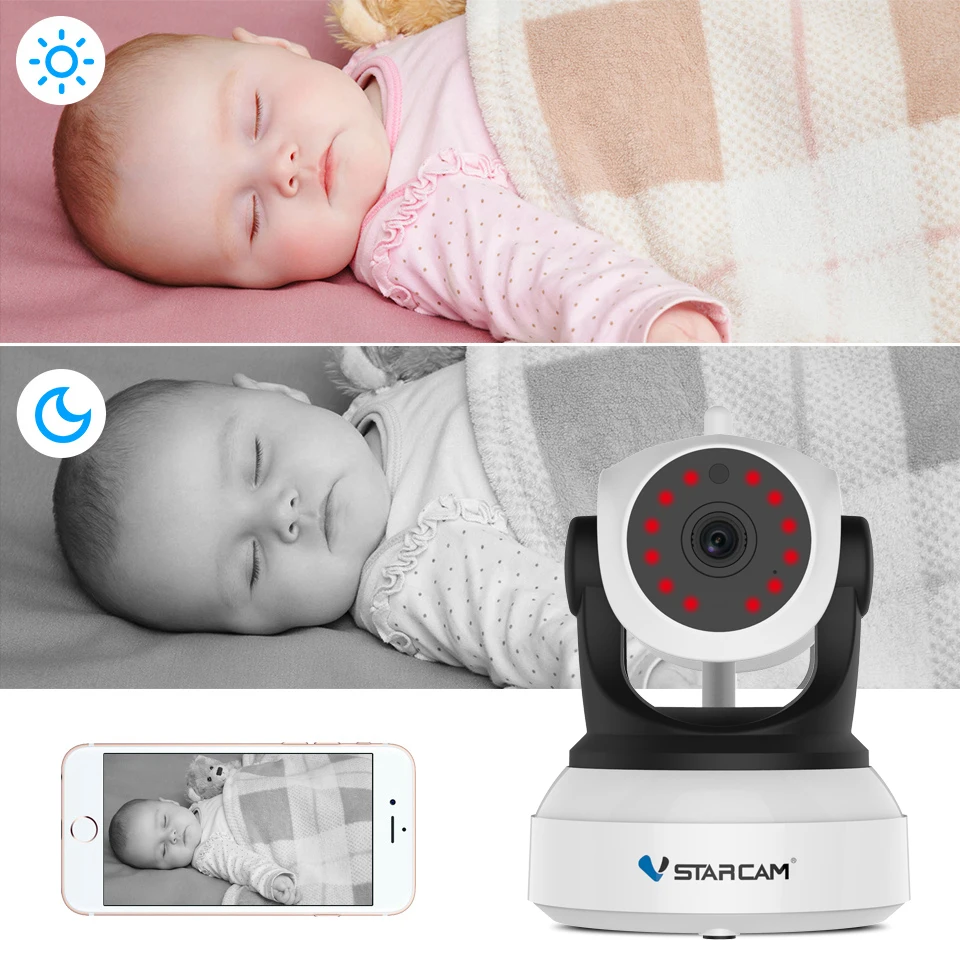 Monitor do Bebê Câmera de Segurança Vigilância sem Fio Vstarcam ip Visão Noturna ir Gravação Áudio hd Câmera C7824wip 720 p wi fi 3 ir gravação áudio vigilância sem fio hd câmera ip c7824wip