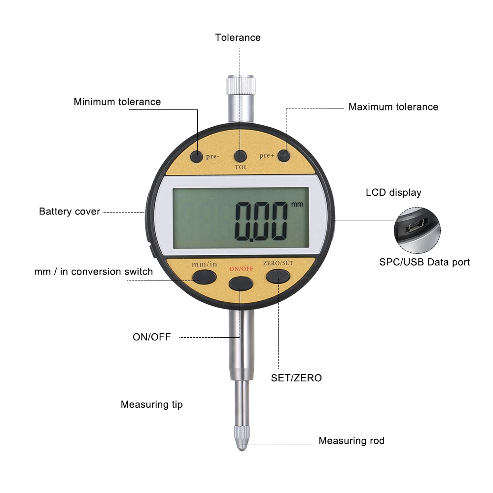 Индикатор цифрового набора измерительный индикатор с ЖК-экраном USB интерфейс измерения позиционирования допуск обнаружения набора компаратора