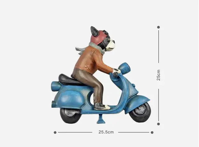Kreatif Resin Retro Keren Anjing Naik Sepeda Motor Knight Ornamen