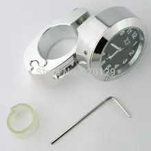 Часы на руль мотоцикла-хромированный черный циферблат-Водонепроницаемый Seiko Универсальные Размеры 22 мм~ 25 мм