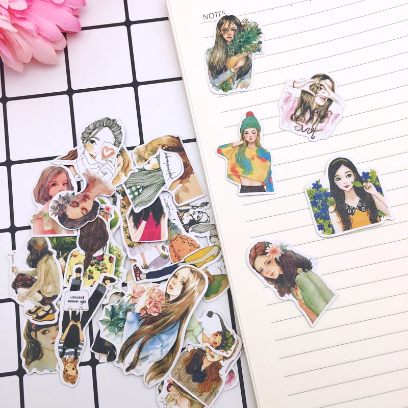 Прекрасный творческий мультфильм японский тип девушка клейкая наклейка Скрапбукинг DIY бумажные наклейки