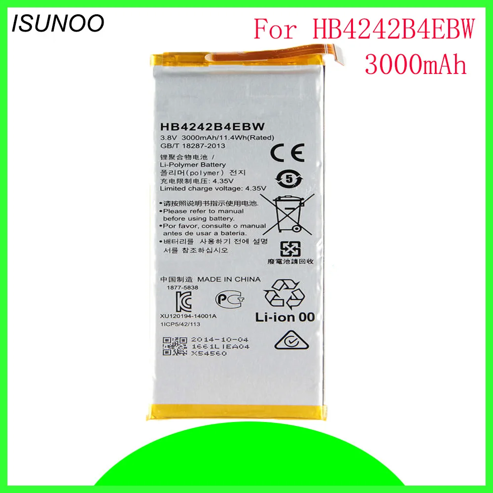 ISUNOO HB4242B4EBW Замена батареи для huawei honor 6 H60 L01 L02 L11 L10 3000 мАч | Мобильные телефоны и