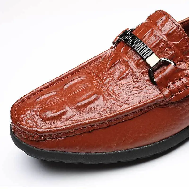 brown Couro Crocodilo Black Genuínos outono Respirável Homem Casuais Sobre Fresco Da De Homens 2018 Mocassins Primavera Sapatos Europeu Deslizar Os Apartamentos Lazer w0CWqv1